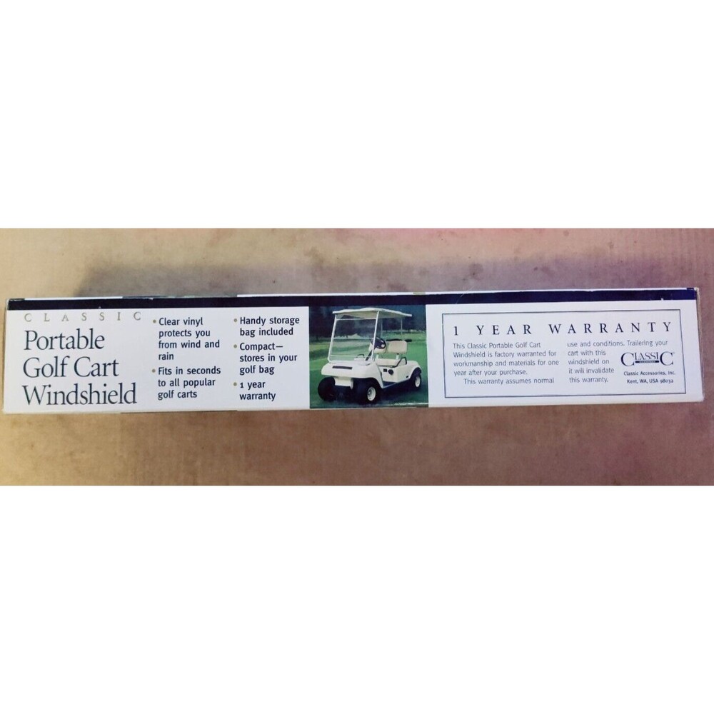 Portable Golf Cart Windshield by Classic Accessories- Clear Windshield, NEW